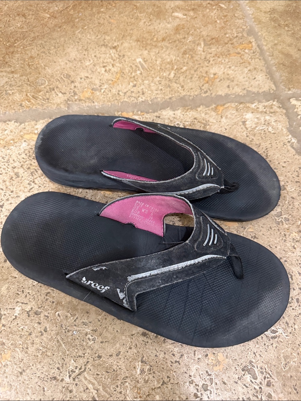 Reef Black and Pink Women's Flip-Flop Sandals